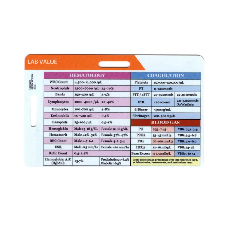 Lab Value and Order of Blood D - Medical Lab Values review and price